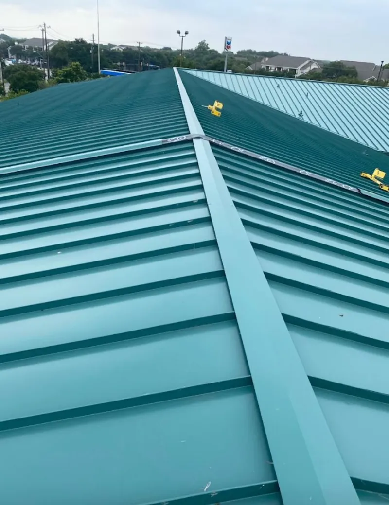 Green commercial metal roof ridge and valley for Metal Roof Repair in Abingdon